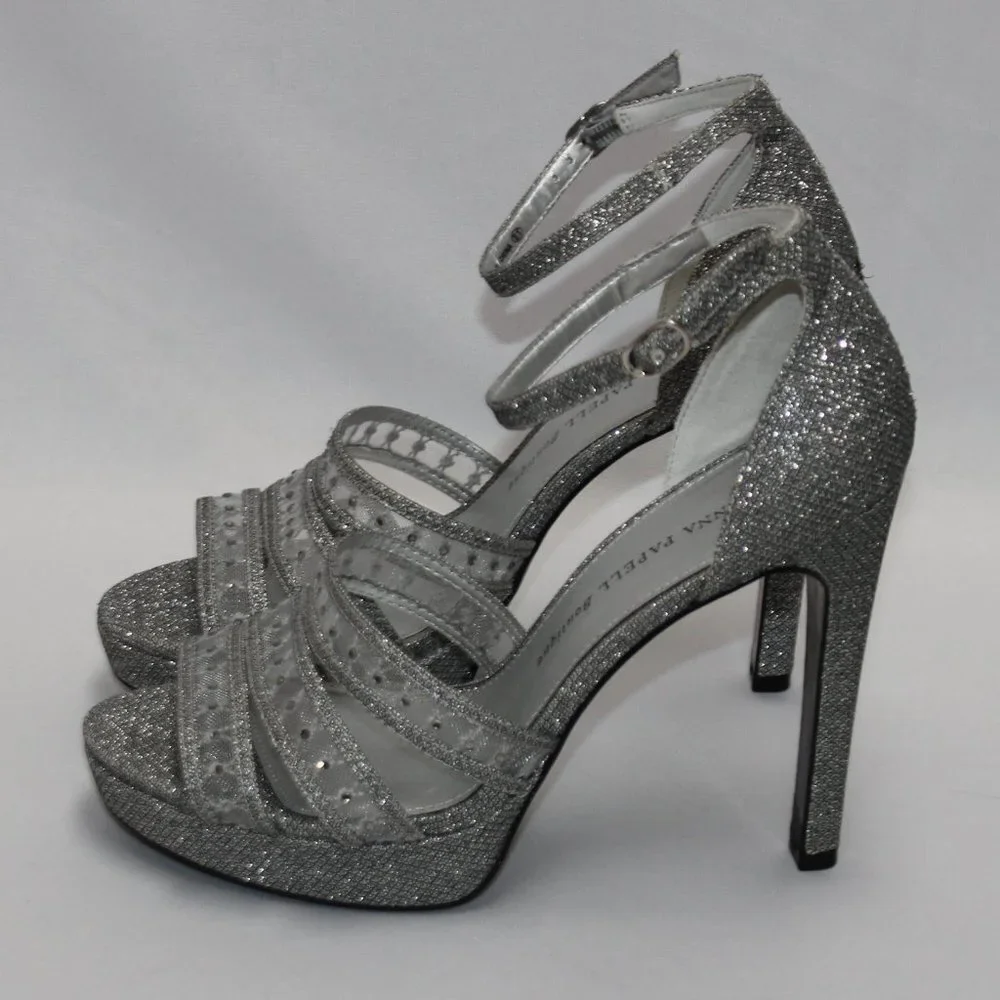 Adrianna Papell Boutique Silver Sparkle Platforms